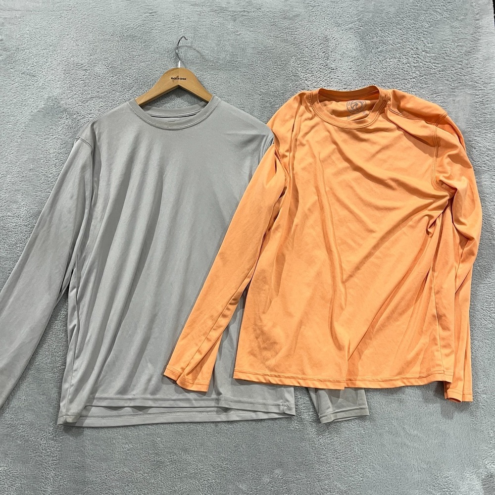 Lot of 2 Vapor Apparel Performance Shirt Mens Medium Orange Gray UPF50+ Pullover